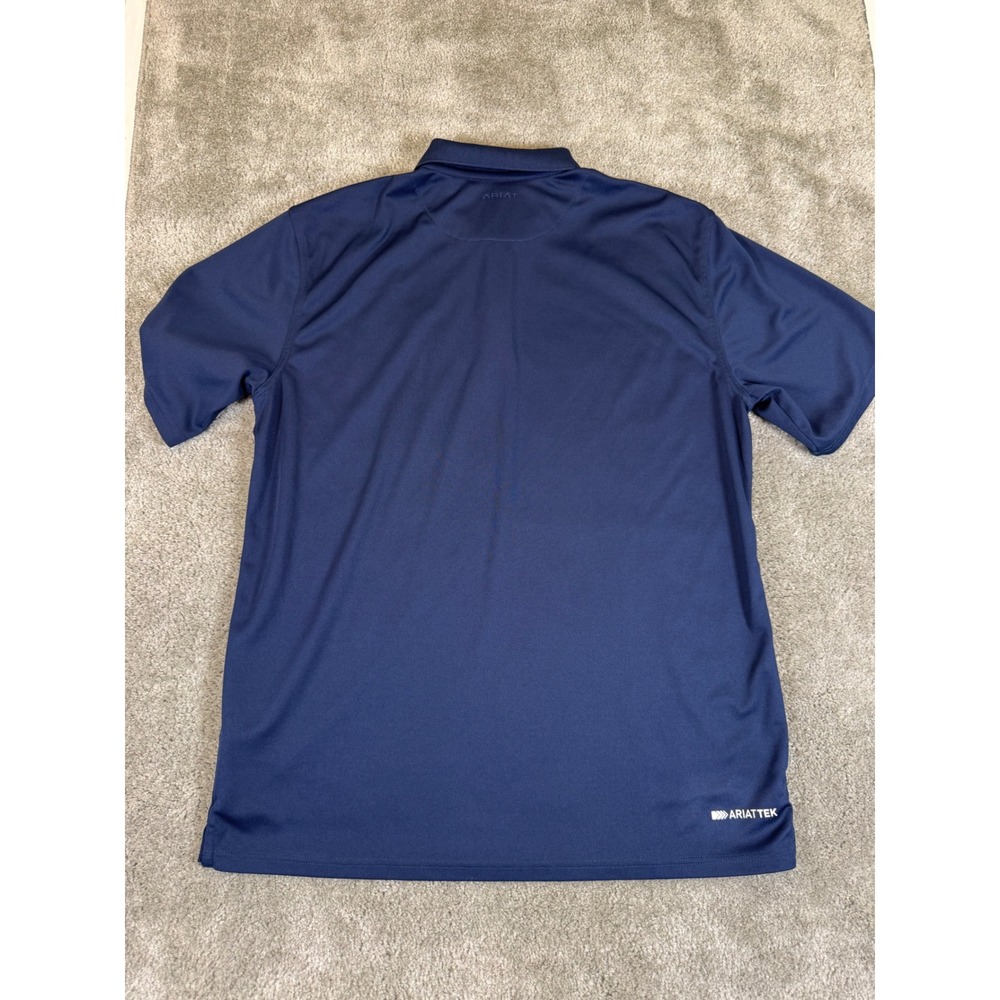 Ariat Mens AriatTEK Performance Polo Shirt Navy Blue Short Sleeve Size Large - Picture 2 of 9